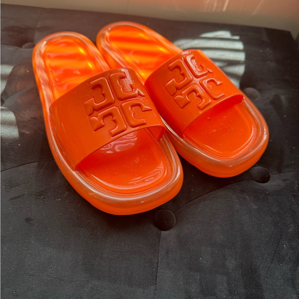 Tory Burch Bright Orange Slides sized 9